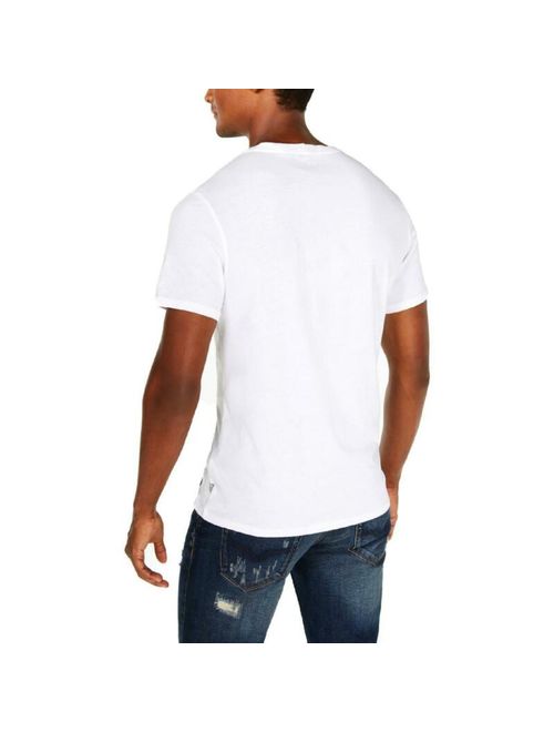 Guess Mens White Graphic Short Sleeve Casual T-Shirt Top L BHFO 2253