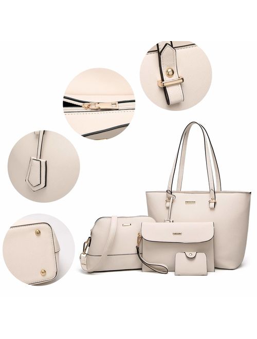 ELIMPAUL Women Fashion Handbags Tote Bag Shoulder Bag Top Handle Satchel Purse Set 4pcs
