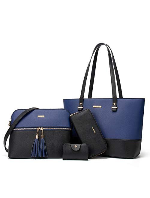ELIMPAUL Elim & Paul Fashion Handbags Tote Bag Shoulder Bag Top Handle Satchel Purse Set 4pcs for women