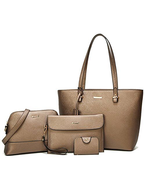 ELIMPAUL Elim & Paul Fashion Handbags Tote Bag Shoulder Bag Top Handle Satchel Purse Set 4pcs for women