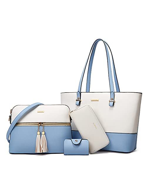 ELIMPAUL Elim & Paul Fashion Handbags Tote Bag Shoulder Bag Top Handle Satchel Purse Set 4pcs for women