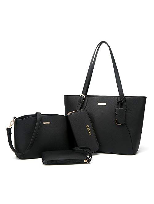 ELIMPAUL Women Fashion Handbags Tote Bag Shoulder Bag Top Handle Satchel Purse Set 4pcs