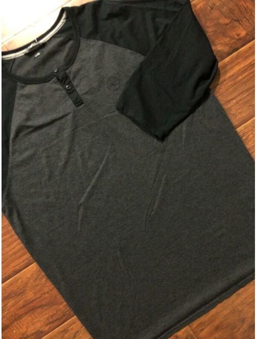 O'Neill ONeil Black Long Sleeve Henley Tee Shirt Size XL