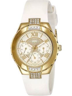 Women's Watch in Gold Tone with White Silicone Strap W0327L1