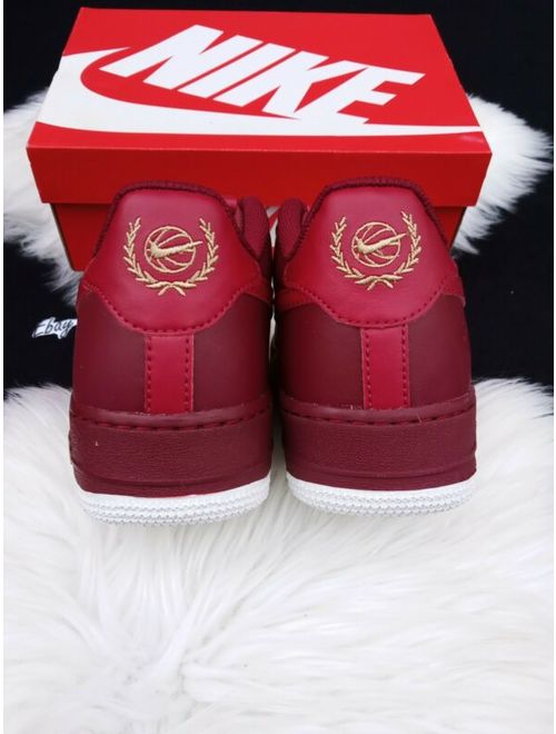 7Y | 8.5 WOMEN'S NIKE AIR FORCE ONE AF1 BURGUNDY GOLD WHITE CASUAL SNEAKERS
