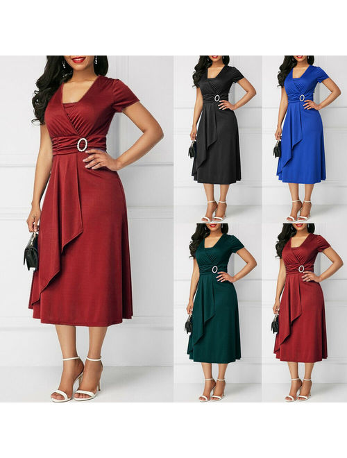Womens Plus Size Maxi Cocktail Party Wedding Evening Formal Midi Long Dresses