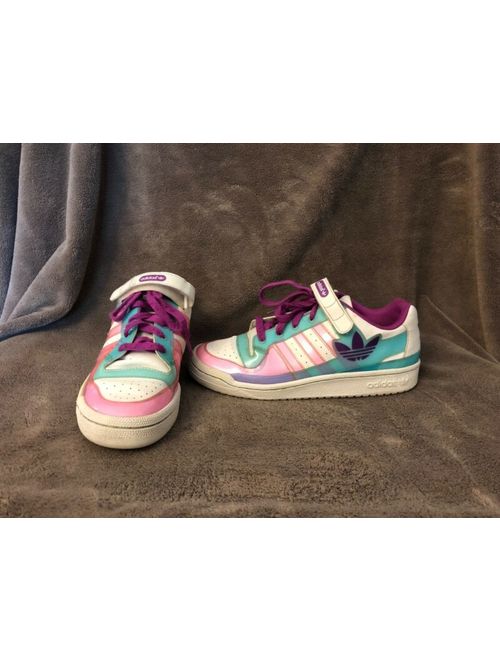 Women's Adidas White Pink and Blue Transparent Overlay Multi Color Shoes Sz 6 M