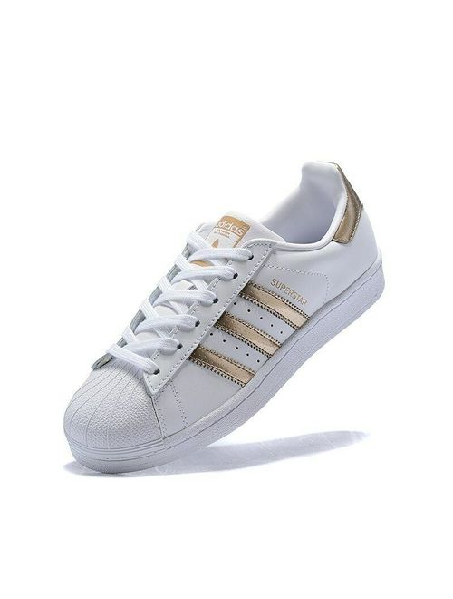 Adidas Originals Womens Superstar Shoes NEW White Gold BB1428 Sneakers US 7.5