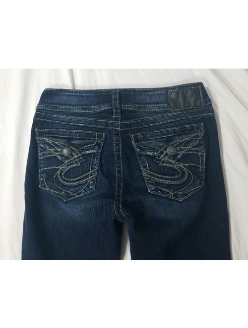 Silver Suki Surplus Dark Wash Flap Pocket Bootcut Stretch Jeans Size 27x34 Long