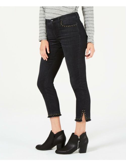Style & Co. 0848 Size 10 Womens NEW Black Ankle Jeans Studded Frayed $64