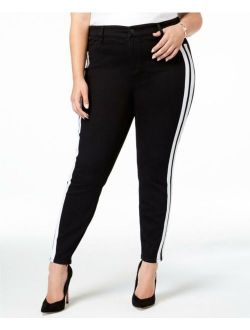 Celebrity Pink 8183 Plus Size 24W Black Skinny-Leg Jeans Racer-Stripe Ankle $64