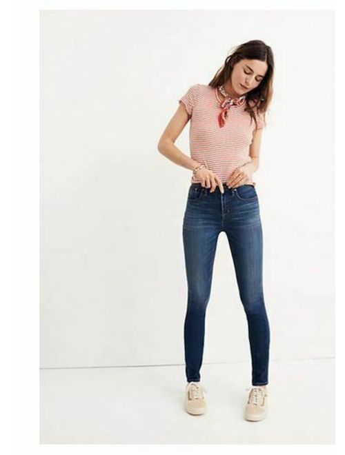 Madewell 27 Jeans 9 inch High Rise Raw Hem Skinny Slim Stretch Denim Womens