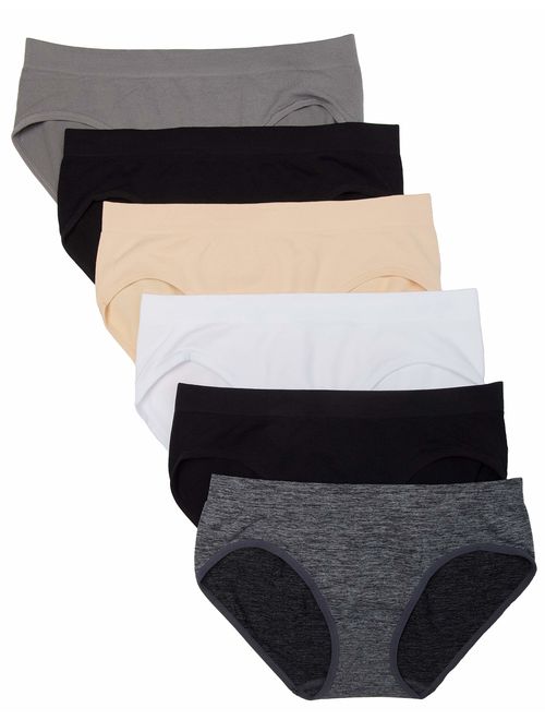Kalon 6 Pack Women's Hipster Brief Nylon Spandex Underwear