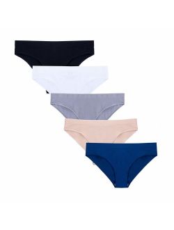 AmorFati Women‘s Bikini Panties Soft Lace Cheeky No Panty Line Bikini Underwear Seamless Briefs 6-Pack 