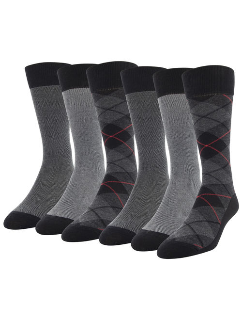 George Men's Bias Plaid Crew Socks, 6 Pairs