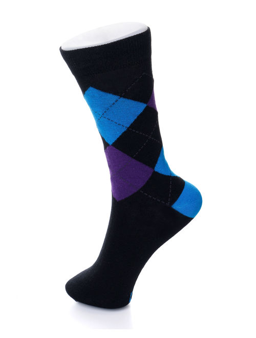 Alpine Swiss 6 Pack Mens Cotton Dress Socks Mid Calf Argyle Pattern Solids Set