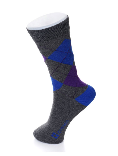 Alpine Swiss 6 Pack Mens Cotton Dress Socks Mid Calf Argyle Pattern Solids Set