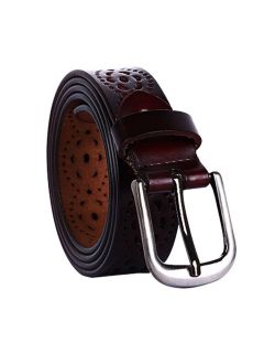 Women's Multi-Hole Carved Pin Buckle Hollow Leather Belt