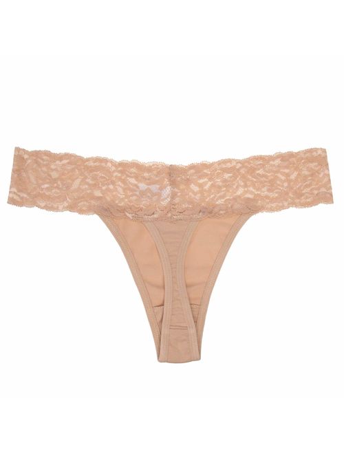 Jo & Bette (6 Pack Cotton Womens Thong Underwear Lace Trim Soft Sexy Lingerie Panties Set