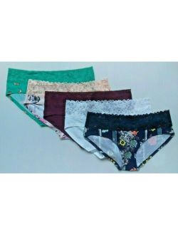 Victoria's Secret Lot pack of 5 Cotton Hiphuggers Panties sz L New Prints