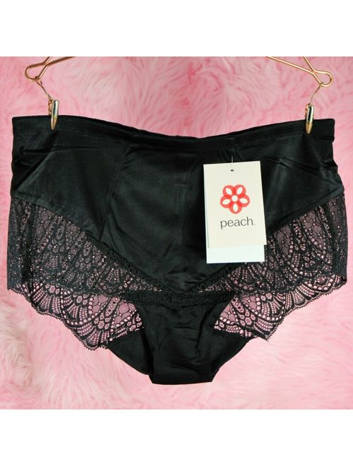 VTG style Panties Satin NYLON soft exotic Brief Peach XXS-XL French LACE - $32
