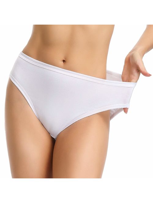 Wingslove 3 Pack Women's Comfort Soft Cotton Plus Size Underwear High-Cut Brief Panty