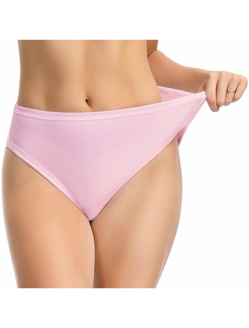 Wingslove 3 Pack Women's Comfort Soft Cotton Plus Size Underwear High-Cut Brief Panty