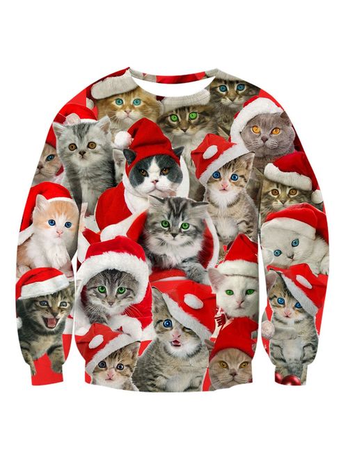 RAISEVERN Unisex 3D Print Ugly Christmas Pullover Sweater Jumper Various Design