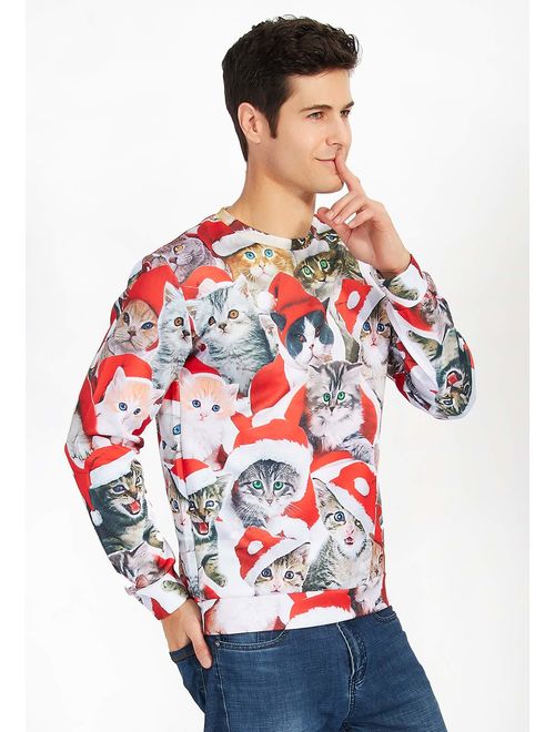 RAISEVERN Unisex Ugly Christmas Sweater 3D Print Funny Xmas Pullover Sweatshirt