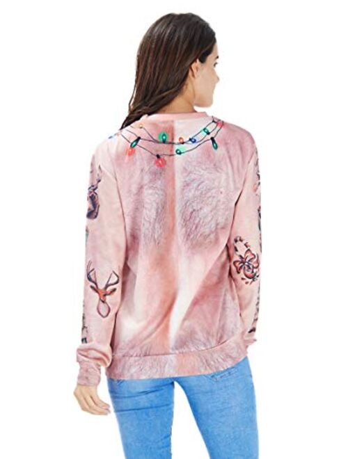 Uideazone Men Women Ugly Christmas Pullover Sweatshirts 3D Digital Printed Graphic Long Sleeve Shirts