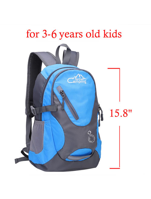 Campingsurvivals 16" Kids Children Small Backpack, 20L Waterproof Travel Camping Rucksack School Book Bag for 3-6 Age Girls Boys Outdoor Sports,Blue