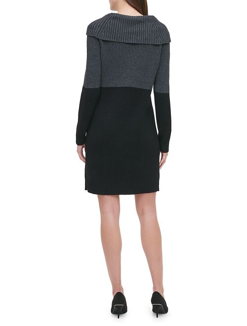 Tommy Hilfiger Colorblock Cable-Knit Sweater Dress