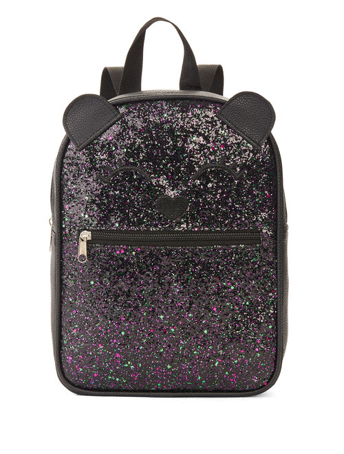 Daisy Fuentes Girls 11" Multi-Glitter Black Pebble Backpack