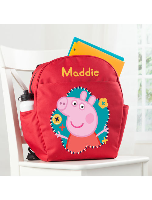 Personalized Peppa Pig Flower Fun Red Toddler Backpack