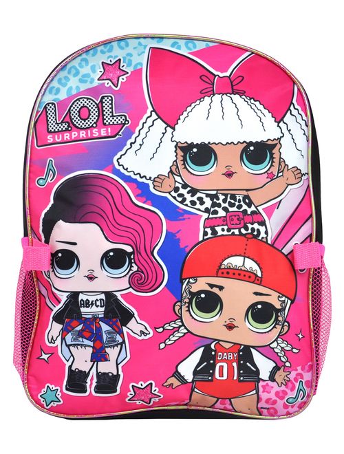 Girls LOL Surprise! M.C. Swag Diva Rocker Backpack 16" w/ Detachable Lunch Bag