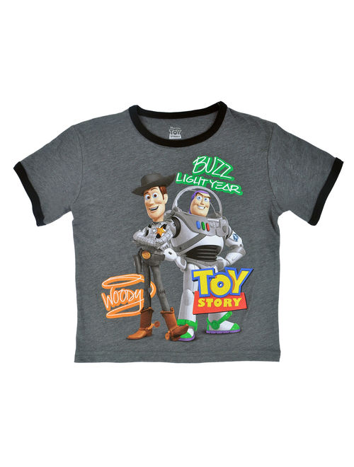 Disney Toy Story Ringer T-Shirt Short Sleeve Woody Buzz Lightyear (Big Boys)