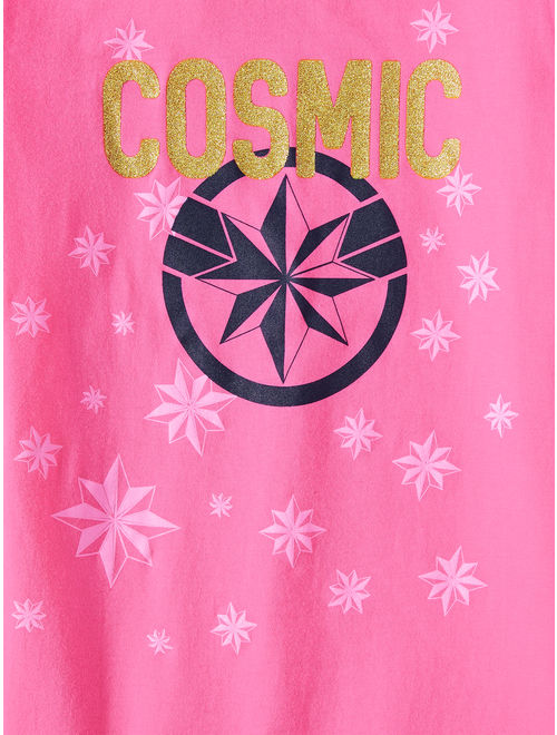 Marvel Captain Marvel Glitter Cosmic Shield Graphic T-Shirt (Little Girls & Big Girls)