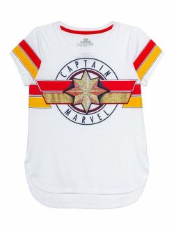 Captain Marvel Glitter Logo Graphic T-Shirt (Little Girls & Big Girls)