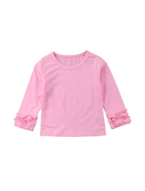 Toddler Baby Kids Girl Cotton Long Sleeve Solid Color Tee Tops T-Shirt Clothes