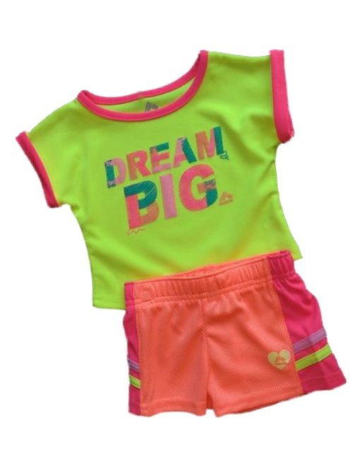 RBX Toddler Girls 2 PC Neon Dream Big Shirt & Mesh Shorts Active Set