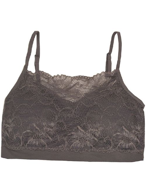 Sofra Juniors Gray Lace Covered Adjustable Straps Free Size Cami Bralette