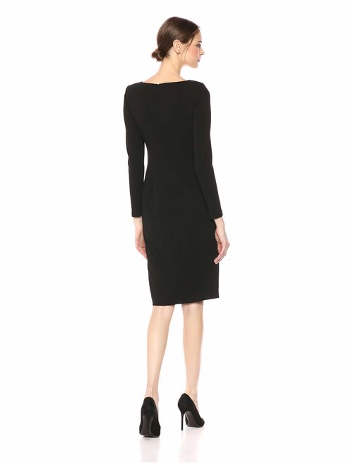 Calvin Klein Women's Long Sleeve Sheath with Embellished Slit Dress
