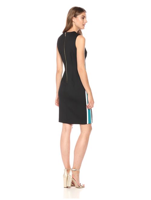 Calvin Klein Solid Sheath Dress with Side Stripes