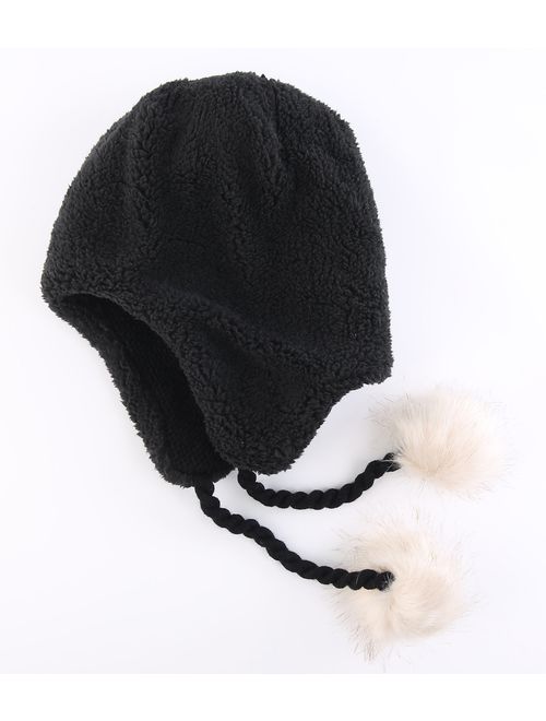 Home Prefer Girls Sherpa Earflaps Hat Kids Winter Hat Beanie Fuzzy Peruvian Hat
