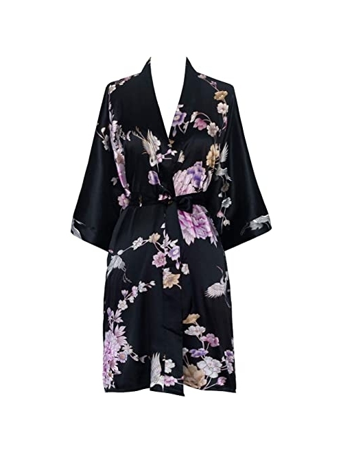 KIM+ONO Women's Kimono Short Robe - Peacock & Blossoms