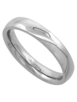 Surgical Steel Plain Wedding Band/Thumb Ring 4mm Domed Comfort-Fit High Polish, Sizes 5-12