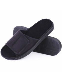 LongBay Men's Comfy Memory Foam Slide Slippers Breathable Micro Suede House Shoes