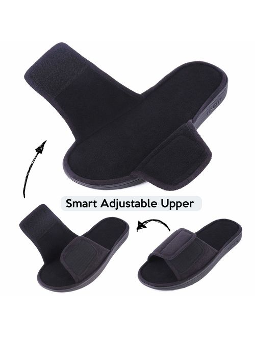 LongBay Men's Comfy Memory Foam Slide Slippers Breathable Micro Suede House Shoes