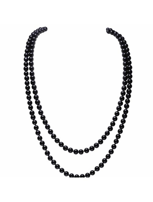 BABEYOND Art Deco Fashion Faux Pearls Necklace 1920s Flapper Beads Cluster Long Pearl Necklace for Gatsby Costume Party