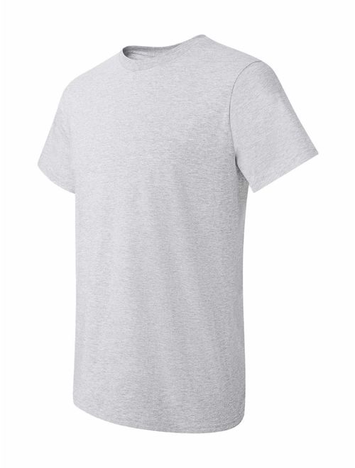 Hanes White Cotton Solid Crew Neck Short Sleeve T-Shirt